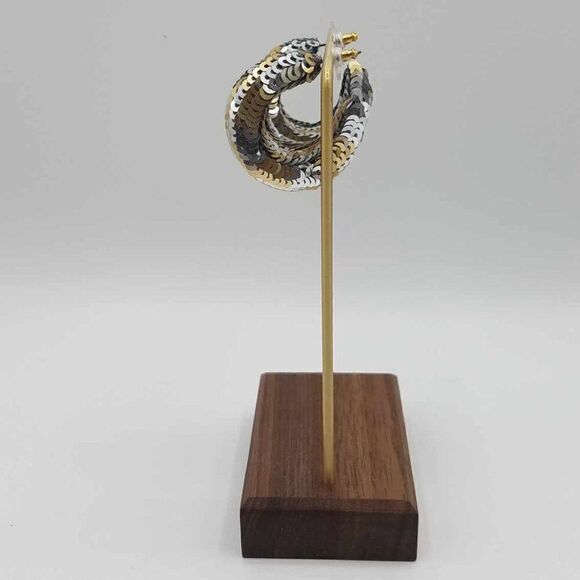 NWT J Crew Chunky Silver Sequin Hoop Earrings. - Picture 5 of 9